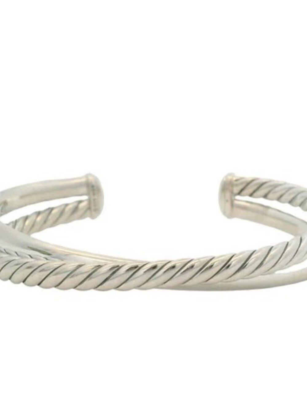 David Yurman Solid 925 Sterling Silver Crossover Two Row Cable Bracelet 6"